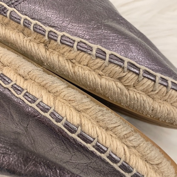 Vince Leather Metallic Canvas Flat Espadrilles - Picture 7 of 12